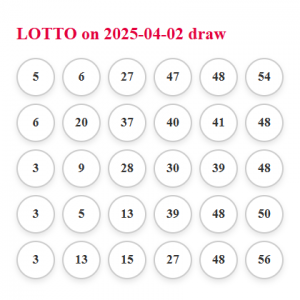 Lotto Draw 2% share of the prize if any of the 5 tickets wins 02/04/2025