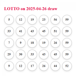 Lotto Draw 2% share of the prize if any of the 5 tickets wins 26/04/2025